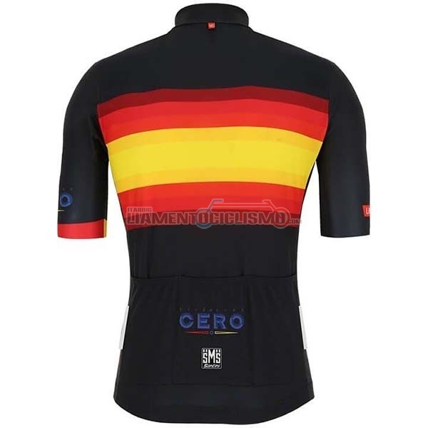 Abbigliamento Ciclismo Spagna Manica Corta 2019 Nero Rosso Giallo